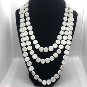 Extra Long White Vintage Beaded Necklae